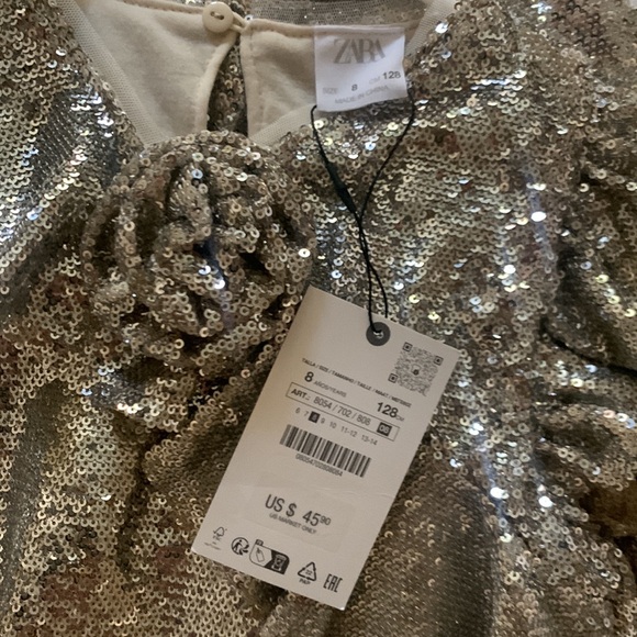 Zara FLORAL SEQUIN DRESS - Picture 7 of 8